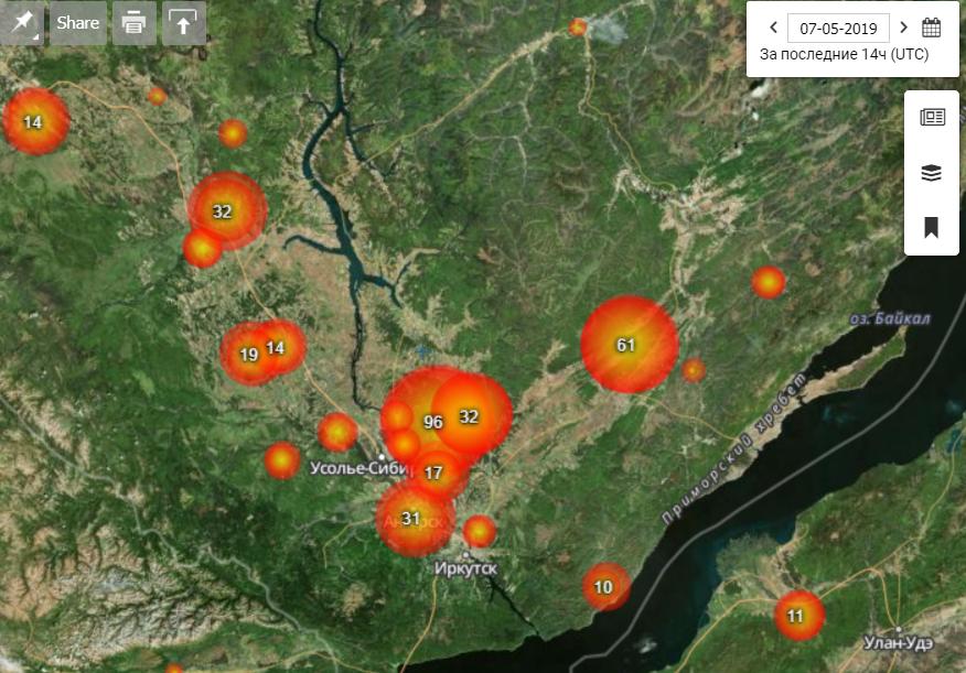 В Иркутской области резко растет количество природных пожаров